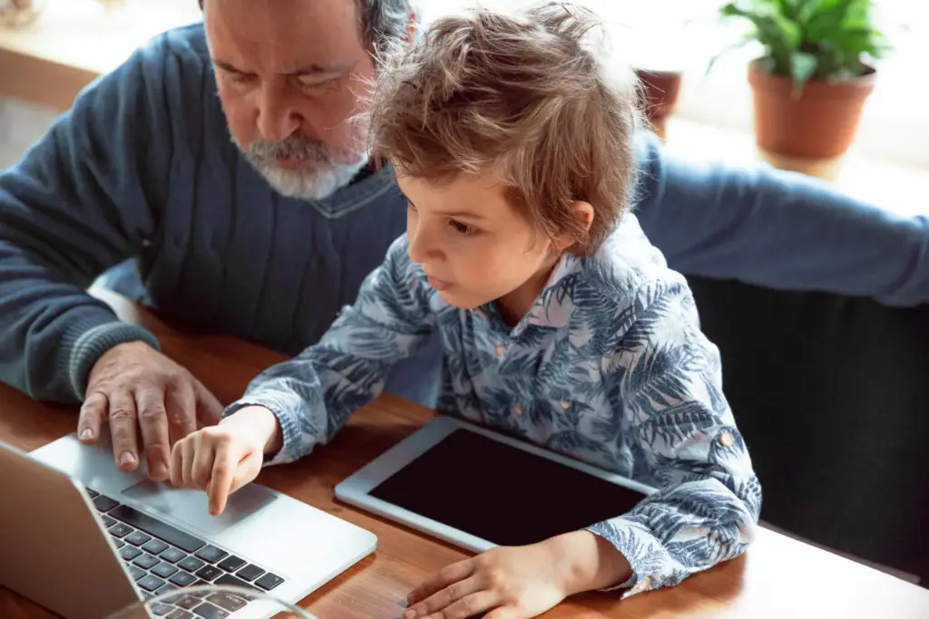 boy and grand dad look for PFAS in their area